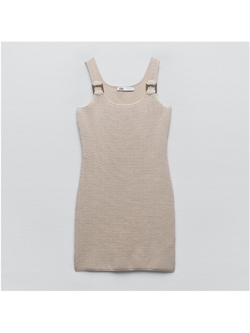 Zara Cream Knit Mini Dress With Buckle Straps